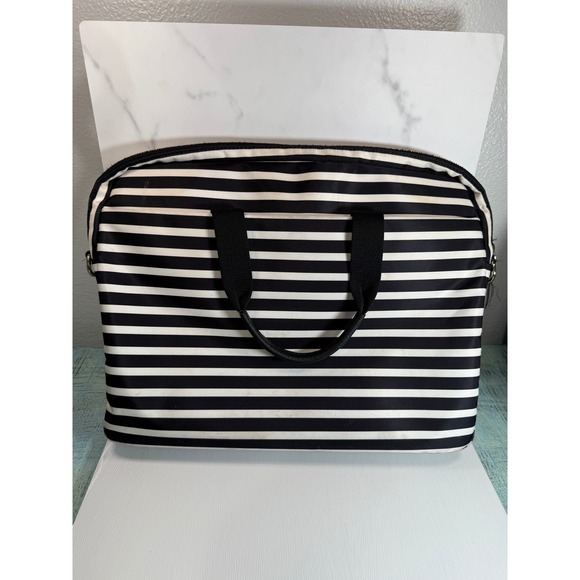 Kate Spade New York Laptop Bag Black White Stripe Zippered Carry Case - Picture 9 of 9